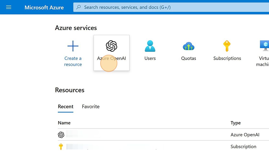 Screenshot of: Click "Azure OpenAI"