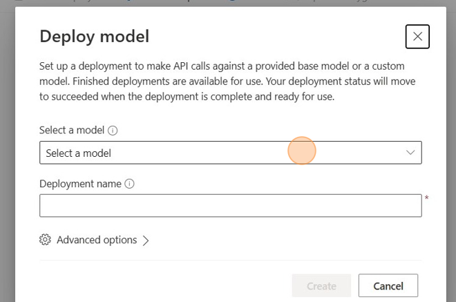 Screenshot of: Click the "Select a model" field.