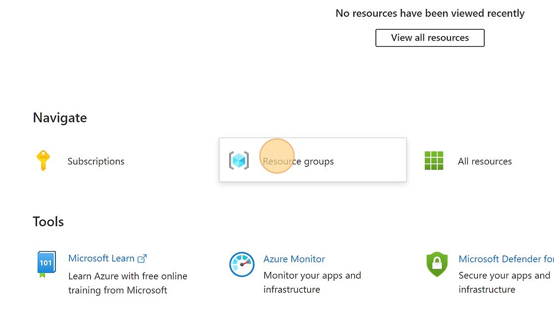 Screenshot of: Click "Resource groups"