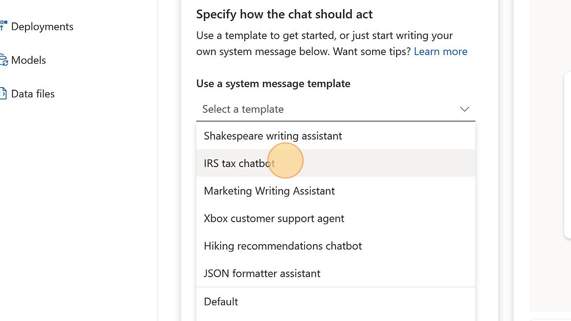 Screenshot of: Click "IRS tax chatbot"