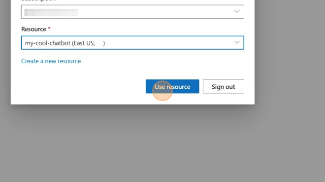 Screenshot of: Click "Use resource"